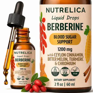 Berberine with Ceylon Cinnamon, Bitter Melon, Turmeric & Chromium – Blood Sugar Balance & Glucose Metabolism – 1200mg, No Sugar, Vegan, Non-GMO