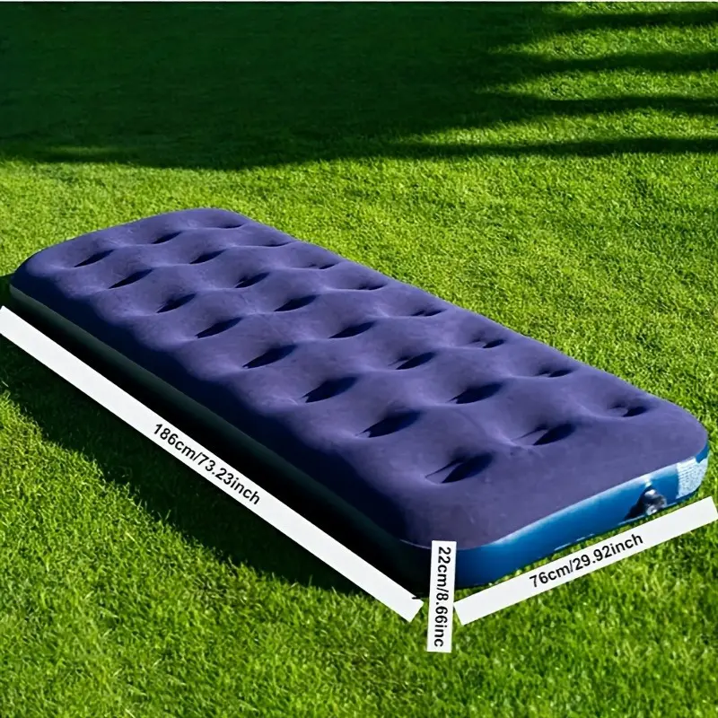 1 Pc Portable Outdoor Camping Single Inflatable Sleeping Pad, Lightweight Inflatable Mattress for Floor Napping at Home, No Pump Needed, Ideal for Camping, Gatherings & Office Siesta - 3169, Compact, Easy to Clean, Waffle Fabric