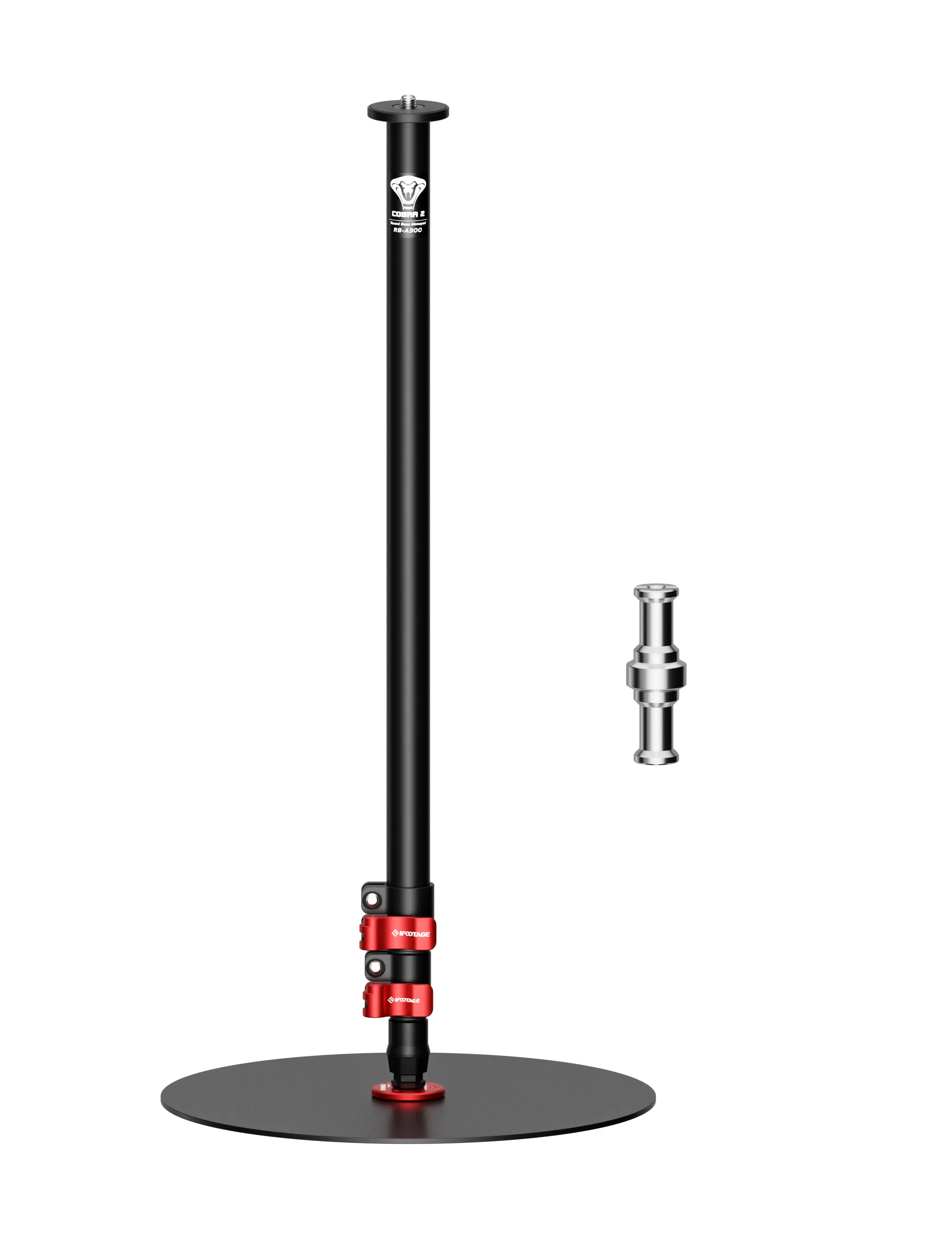 IFOOTAGE A300 Aluminum Round Base Monopod - 60in Adjustable Durable Stand with 1/4'' & 3/8'' Screw/Light Adapter, DSLR Camera Mounts & Accessories for Streaming, Interview (22lb Payload)