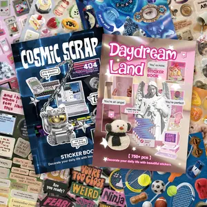 Double Sided Flip Sticker Book 2 Pack 60 Sheets 1500+ Stickers Warm and Cool Tones for Mood Boards Crafting