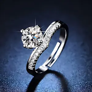 Exclusive designer moissanite ring, presented with a premium gift box.