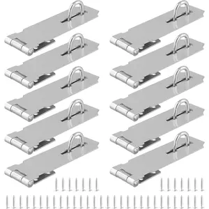 10 PCS 5 Inch Door Hasp Latch, Stainless Steel Padlock Hasp, Heavy Duty Security Hasp with 90 Pcs Screws, Door Locks Hasp Latch for Doors and Cabinets