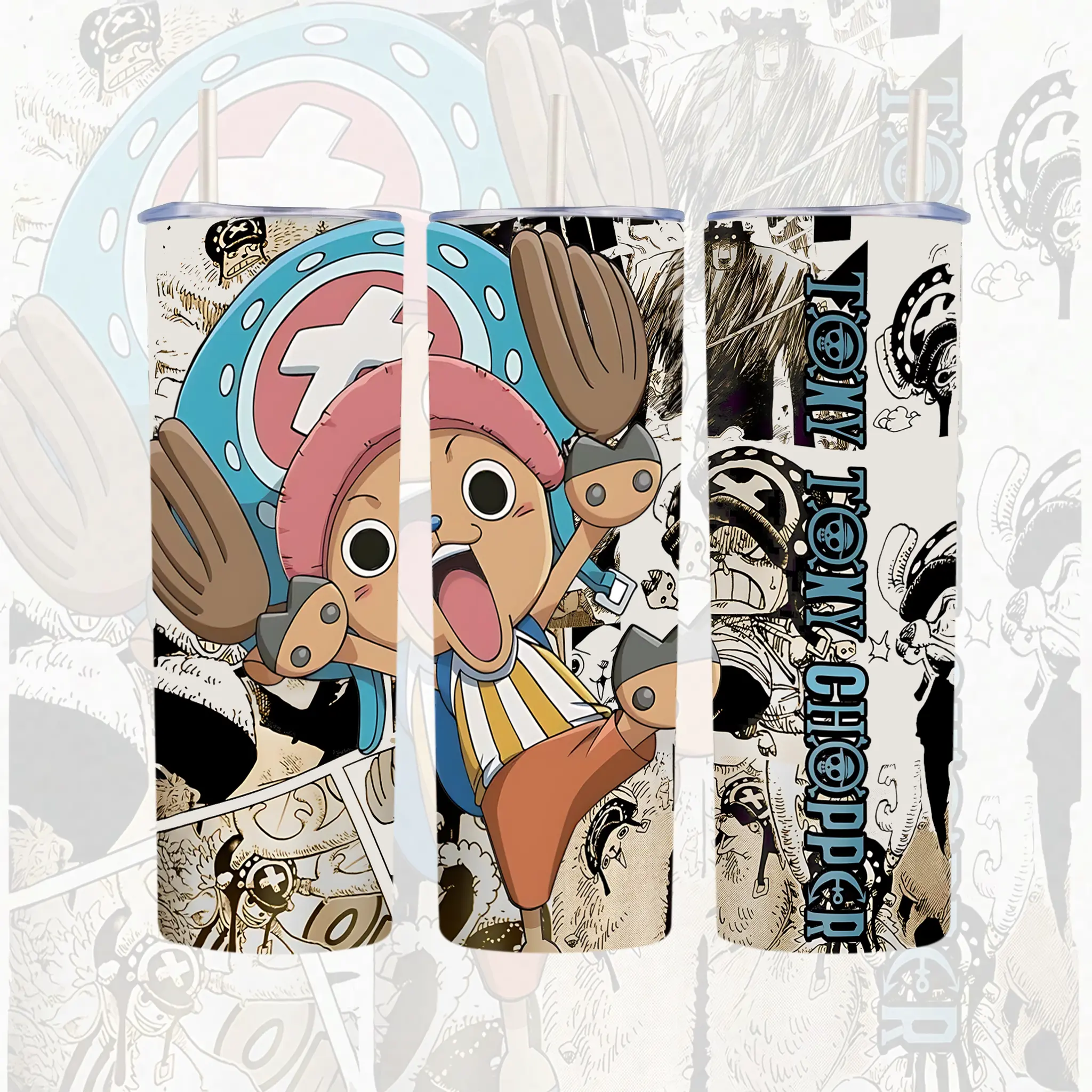 Tony Tony Chopper Anime Tumbler 20oz, One Piece Stainless Steel Travel Mug, Kawaii Insulated Cup With Handle & Straw, Gift For Anime Fans