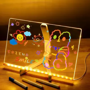 High-Definition Acrylic Drawing Writing Board with Stand, LED Light, 7 Color Pens, Erasable Memo Pad, Reusable for Kids Creativity