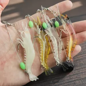 Glow-in-the-Dark Silicone Shrimp Lure with Treble Hook | Long Lasting Glow | Saltwater & Freshwater Fishing | Ideal for Sea Bass, trout, Bream.