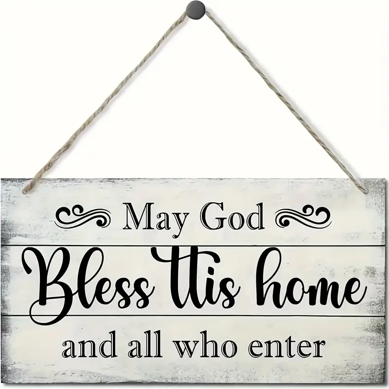【Summer Sale Deals】Rustic Christian Wall Art "May God Bless This Home" - Wood Sign Suitable for Living Room & Bedroom Decor, Vintage Religious Prayer Plaque with Blessing for Housewarming Gift,, Church, or Home Decoration
