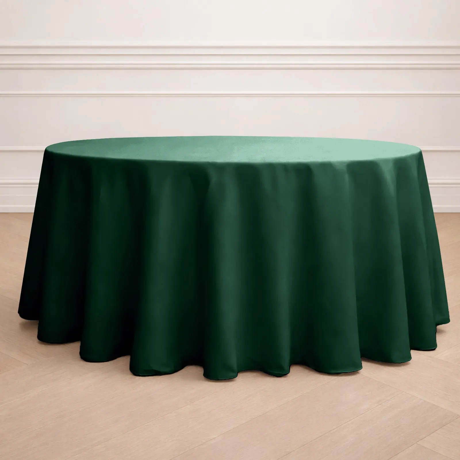120in Hunter Emerald Green Casual Polyester Round Tablecloth - Durable, Seamless Proven Durability Tablecloths for Birthday, Wedding, Thanksgiving Outdoors, Durable Tablecloths