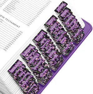 Purple Crocuses Flower  Tabs for Old and  Testament, 80 Large Print Tabs for  Study, Water-Resistant and Durable  Index Tabs for Women and Men - 1.7" Wide