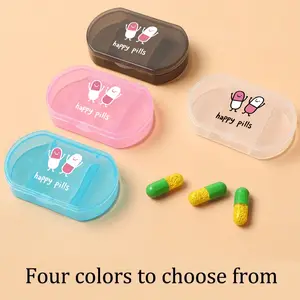 Happy Pill Pattern Medicine Box, Portable Three-Compartment Mini Travel Case, Personalized Creative Gift for Outdoor Activities
