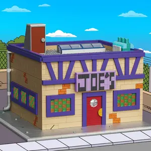 1748PCS Street View Joe Bar Building Blocks Sets DIY Assembly Cartoon Model Toys MOC Bricks Birthday Holiday Gifts For Children Adult Creative Building Block