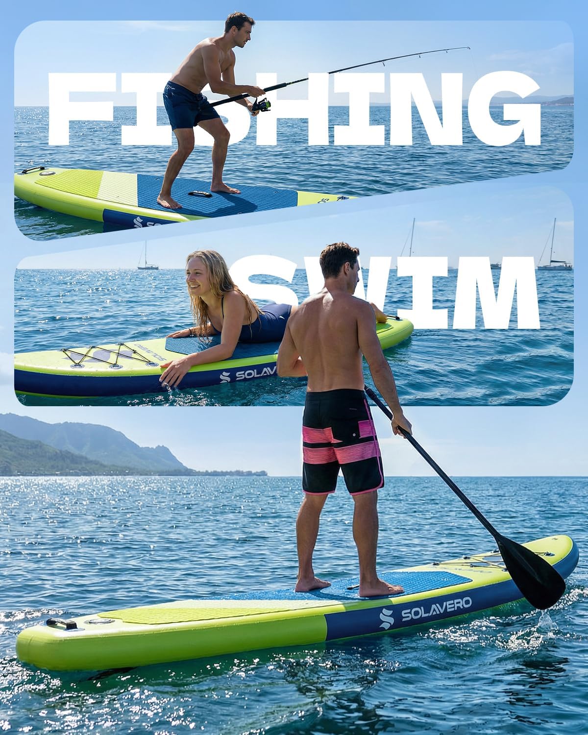 10'6" Inflatable Stand Up Paddle Board for Adults, SUP with Premium Accessories, Anti-Slip EVA Deck, Suitable for Youth & Adults of All Skill Levels