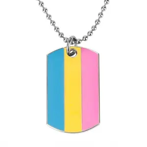 Pansexual Pride Dog Tag Necklace