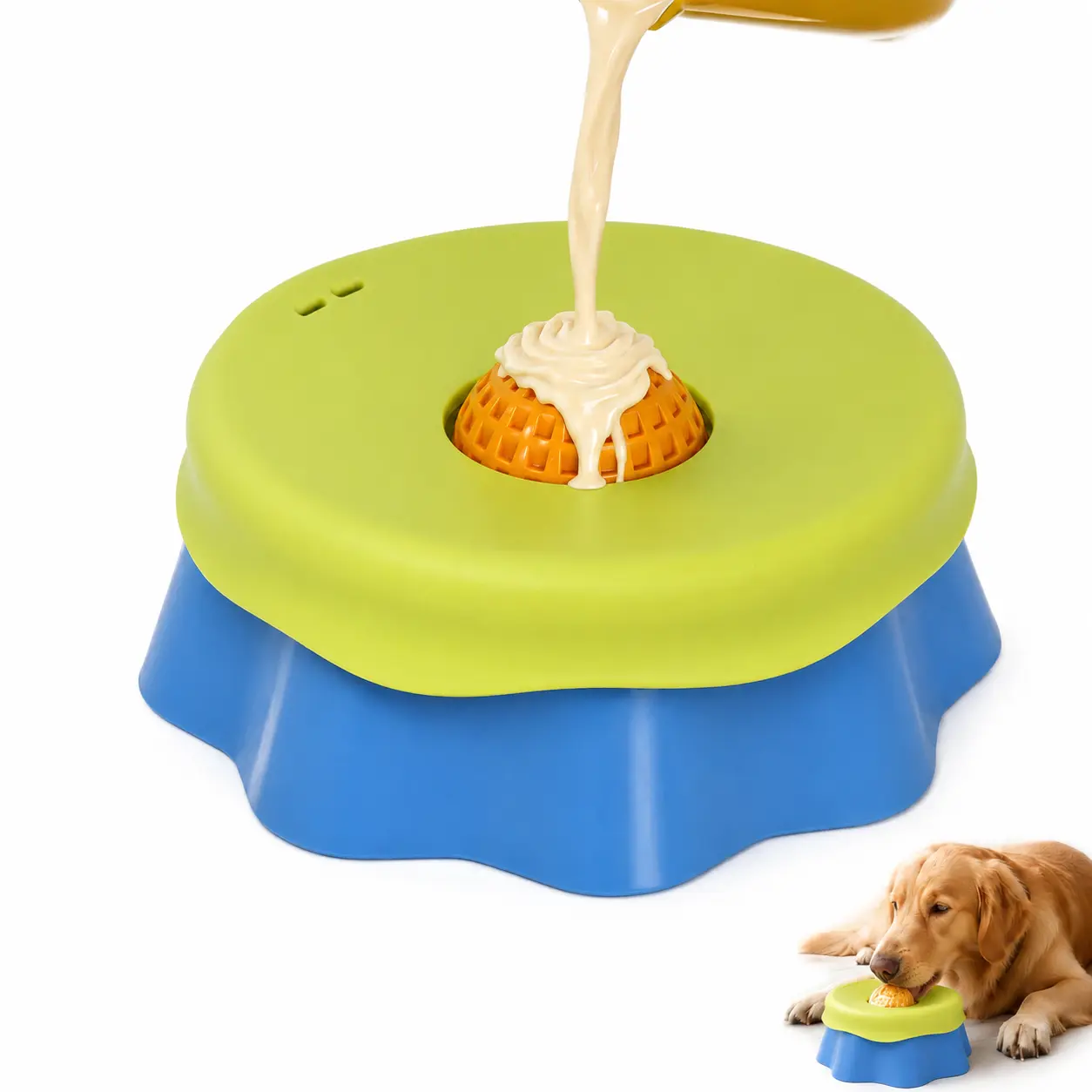 Dog Slow Feeder Bowl with Lick Ball | Interactive Feeding Toy Reduces Anxiety, Slows Eating & Keeps Dogs Busy & Calm