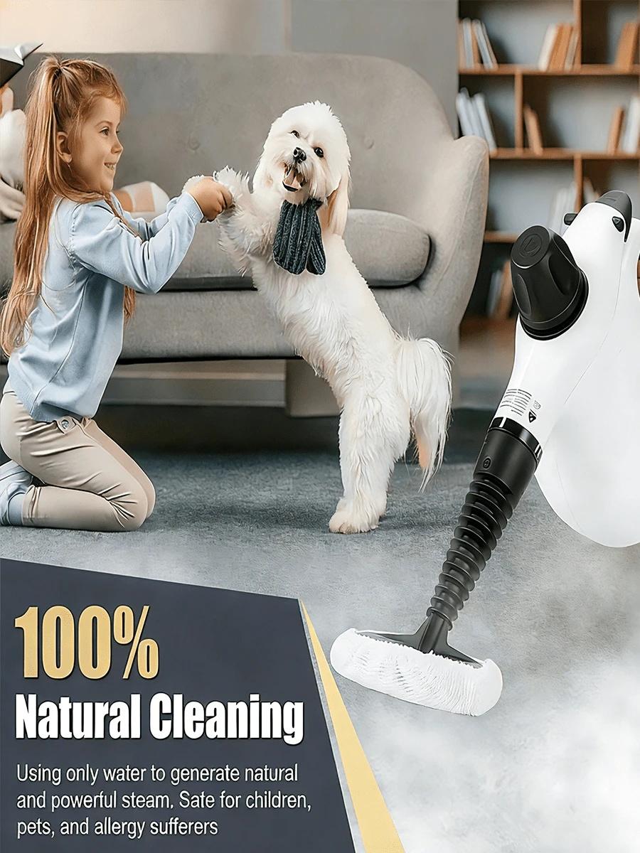 Handheld Steam Cleaner, Pressurized Handheld Multi-Surface Natural Steam Cleaner With 12 PCS Accessory & Labor-Saving Lock, 450ML Capacity, Multi-Surface Deep Cleaning For Home, Car, Bathroom, Grout, Floor, Window