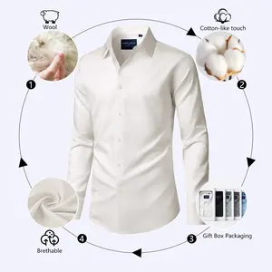 Alimens&Gentle Men's Wool Shirt Long Sleeve Thick Cotton Feel Autumn Winter Warm Comfortable Skin Friendly Breathable Anti-static Business Casual Daily Office Top