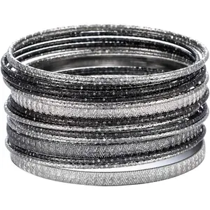 Multiple Textured Metal Bracelets & Bangles Set for Women 18Pcs/Set