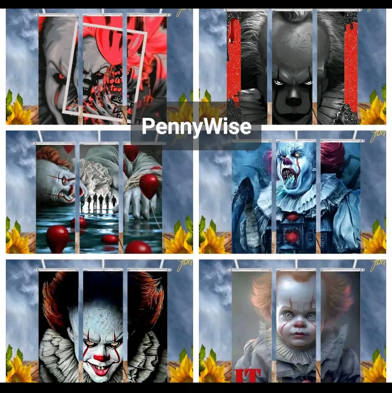 PennyWise IT 20 Oz Tumbler with 1 Lid, 2 Straws and 1 Straw Cleaner.. Stainless Steel. Sublimation Tumbler Cup.