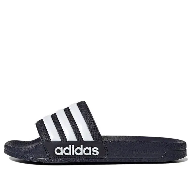Men's Striped Slip-On Quick-Drying Slippers - Casual Wear Shower Slides, Indoor Bathroom Poolside Footwear (Legend Ink & Cloud White)
