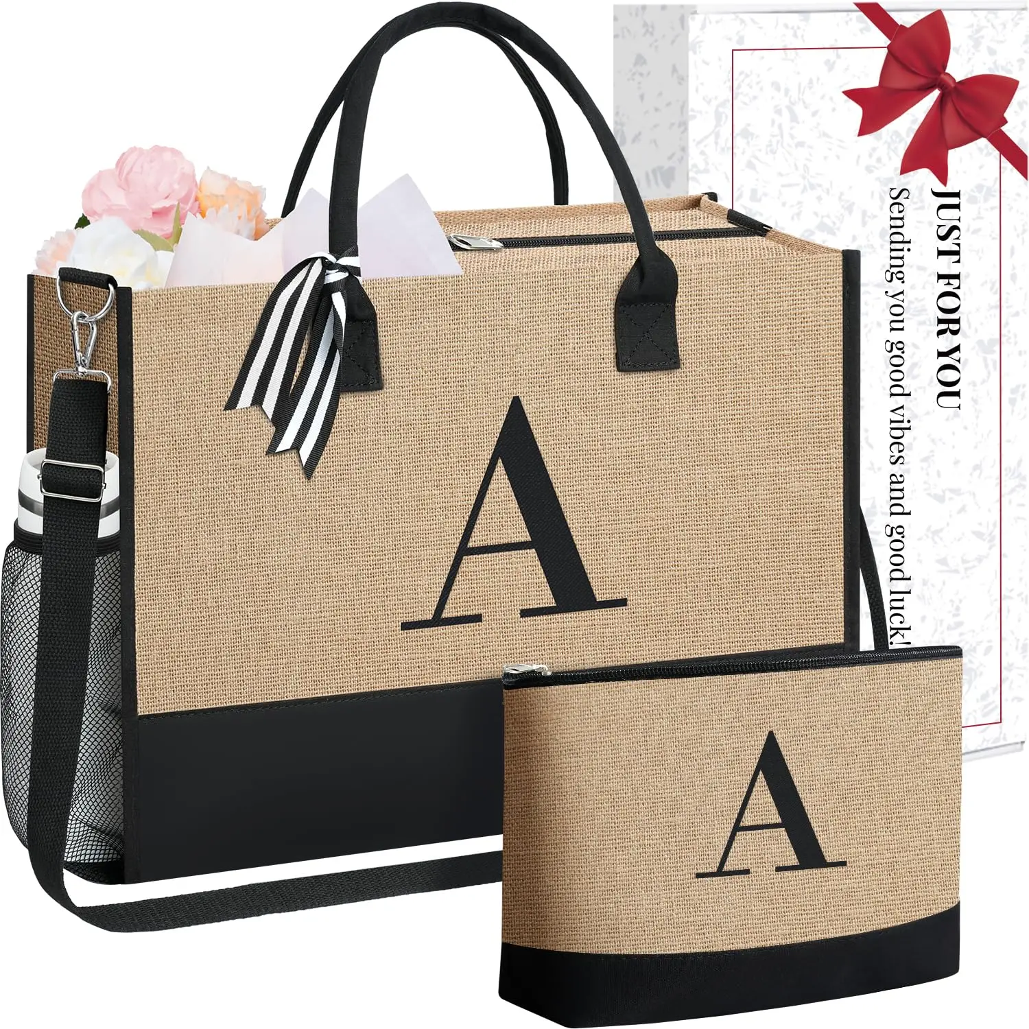 BAGAIL Personalized Initial Tote Bag,Birthday Gifts for Women, Monogrammed Beach Bag for Mom, Teachers, Friends