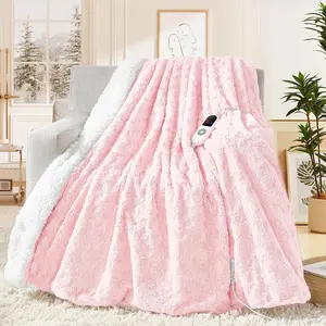 Heated Blanket Electric  Size 62"x84" Faux   Sherpa Blankets with 6 Heating Sets & 12 Hours Auto Off, Warm Gifts for Grandma Wife, ETL Certification