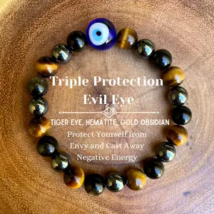 1PC Triple Protection Evil Eye Beaded Bracelet for Men Women