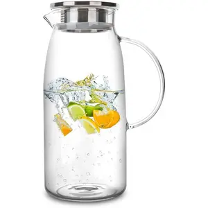 1/2 gal Glass Pitcher with Lid, Hot/Cold Water Carafe