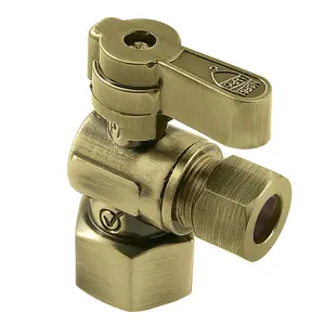 Kingston Brass  0.5 in. FIP x 0.375 in. OD Comp Angle Stop Valve, Antique Brass