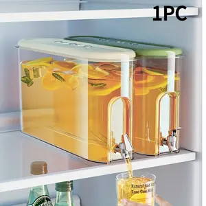 1pc Large 1-Gallon/4-Liter Plastic Beverage Dispenser with Spigot Tap - Cold Kettle & Refrigerator-Compatible Drink Dispenser for Lemonade, Iced Tea, Punch - Easy-Pour Spout, Durable rectangle Container for Parties & Use