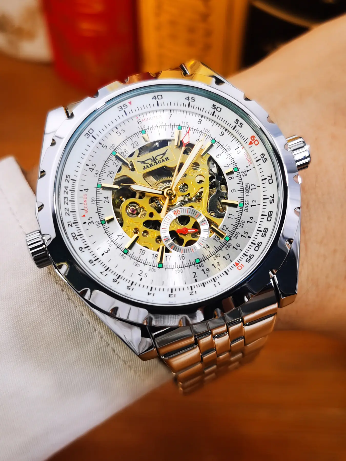1pc Fashion Skeleton Mechanical Watch for Men Classic Luxury Automatic Mens Watches Top Brand Stainless Steel Strap Business Wristwatches