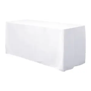 Fitted Polyester 72"x30" Rectangle Tablecloth White - Durable and Easy to Maintain Table Cover for Weddings & Banquets