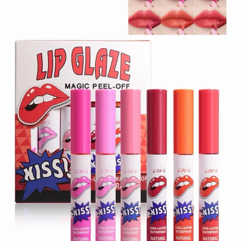 6 peel off Lip Glaze tints