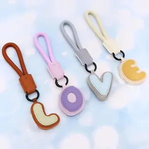 Elechobby Initial Keychain,26 Leather Alphabet Letters keychain For Women Handbag Charm Gift for Sister Besties