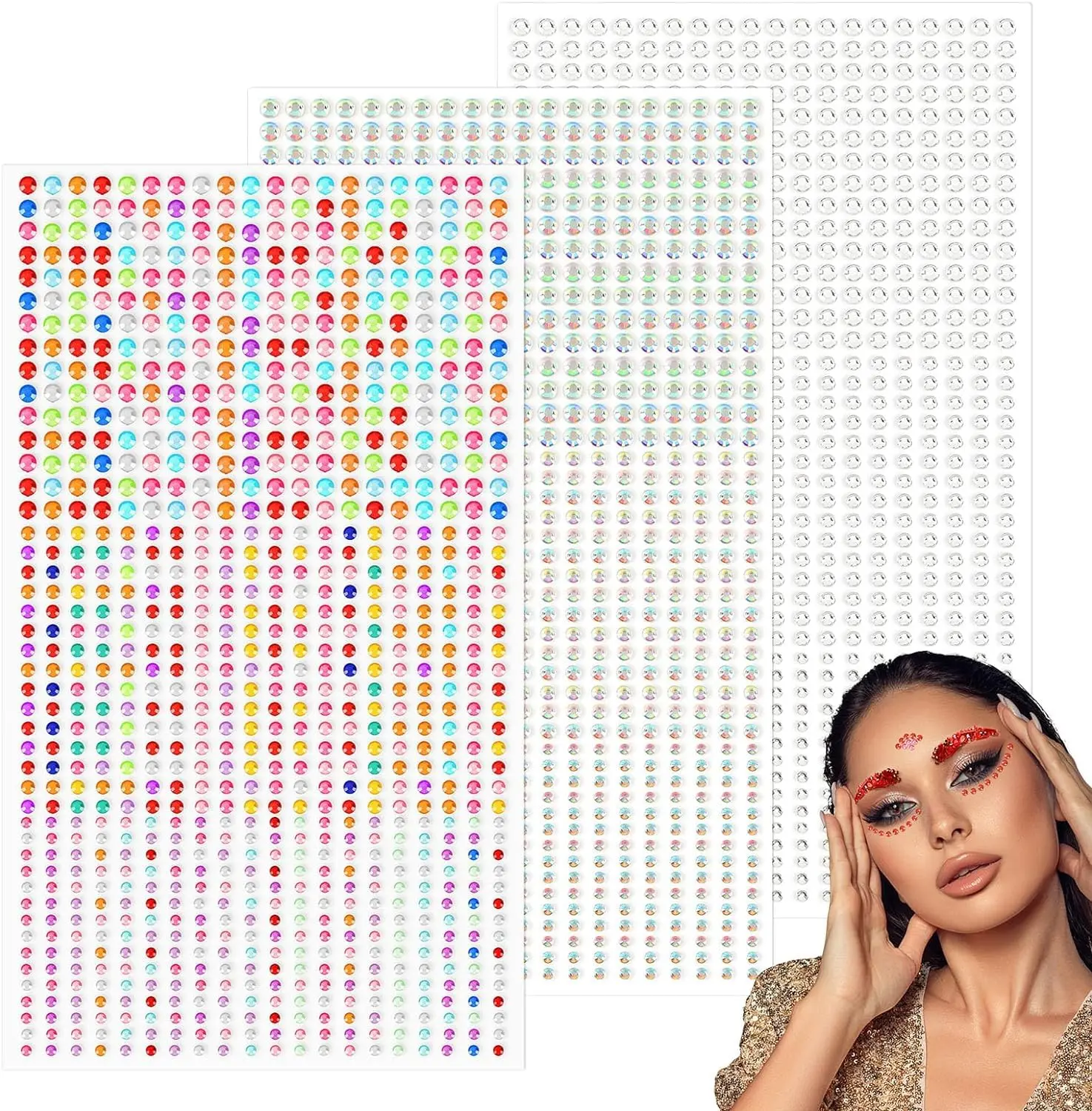 Self-Adhesive Glitter Gems, Pack Of 2700 Glitter Stones Face 3,4,5 Mm Rhinestones Self-Adhesive Glitter Rhinestone Glitter Stones For Face Make-Up Fingernail Decorations,Amazon Is Banned