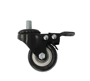 FixtureDisplays® 2" Threaded Stem Caster with Stopper, M10 (10mm) Stem Thread Diameter, 9/16" (15mm) Stem Length 11241-CASTOR-LOCK-NF