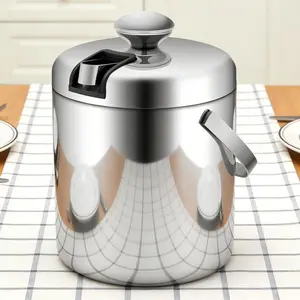 Stainless Steel Ice Buckets for Parties with Lid, 1.3L Capacity Double Wall Ice Bucket with Tongs,Sieve,Lid, Insulated Ice Bucket for Cocktail Bar, Parties, Chilling Wine, Champagne