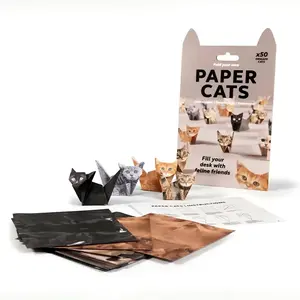 Fun Origami Cats Craft Kit, Cute Paper Cat DIY Art for Kids & Adults, Creative Handmade Paper Craft for Leisure & Gift
