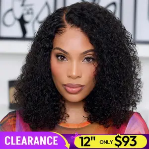 [Clearance Sale] OQ HAIR Kinky Curly Short Bob Wigs 13x4 Lace Front Human Hair Wigs Natural Hairline Bouncy Look