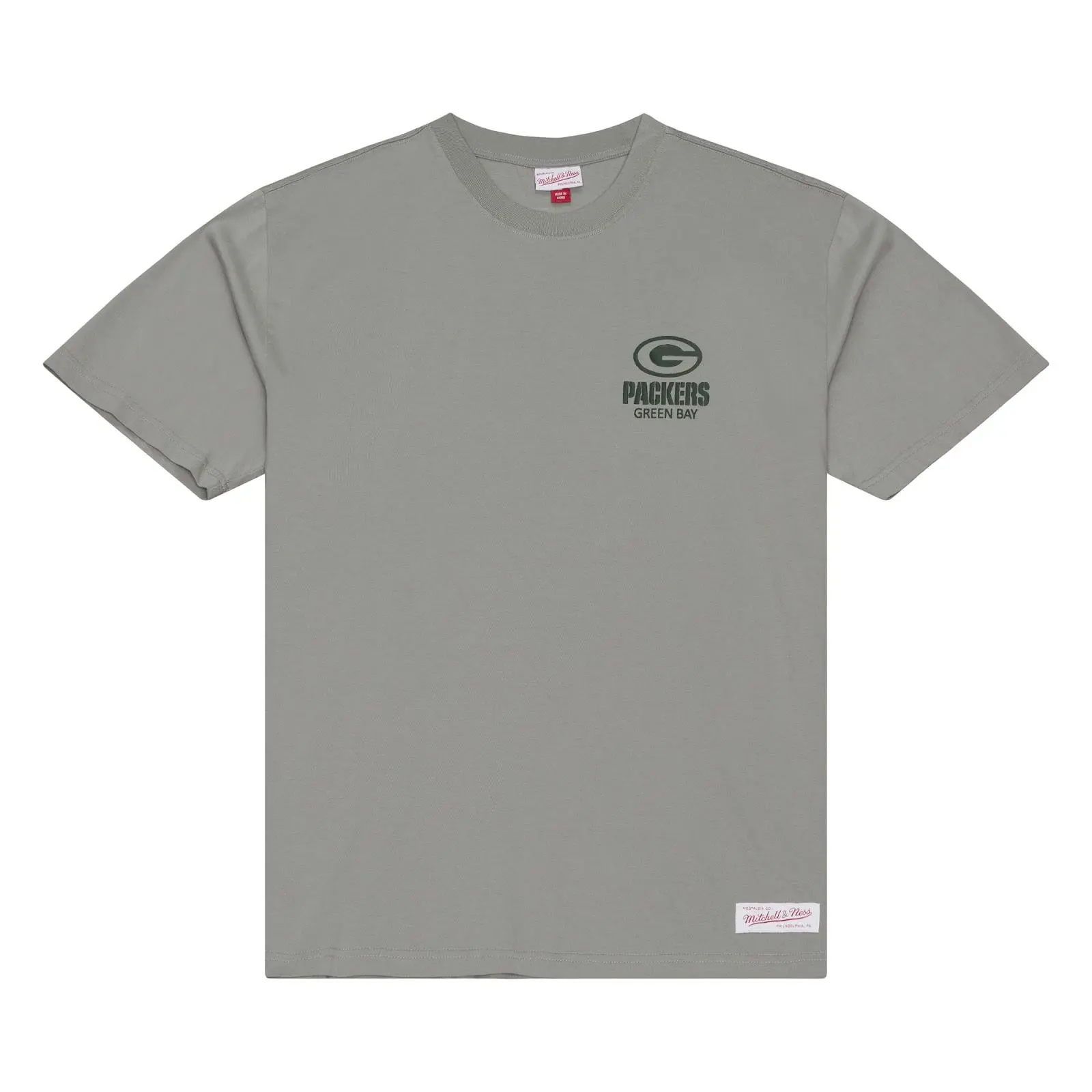 Green Bay Packers Gray Core Essentials T-Shirt NFL Throwback Tee Graphic Vintage Fan Gear Mitchell & Ness