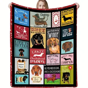 Dachshund Dog Print Flannel Throw Blanket - Soft, Cozy & Reversible for All Seasons - Perfect Gift for Youngsters & Adults, Blanket Halloween and Christmas Gifts Ideal for Home, Picnics & Travel, Sausage Dog, Gift Blanket