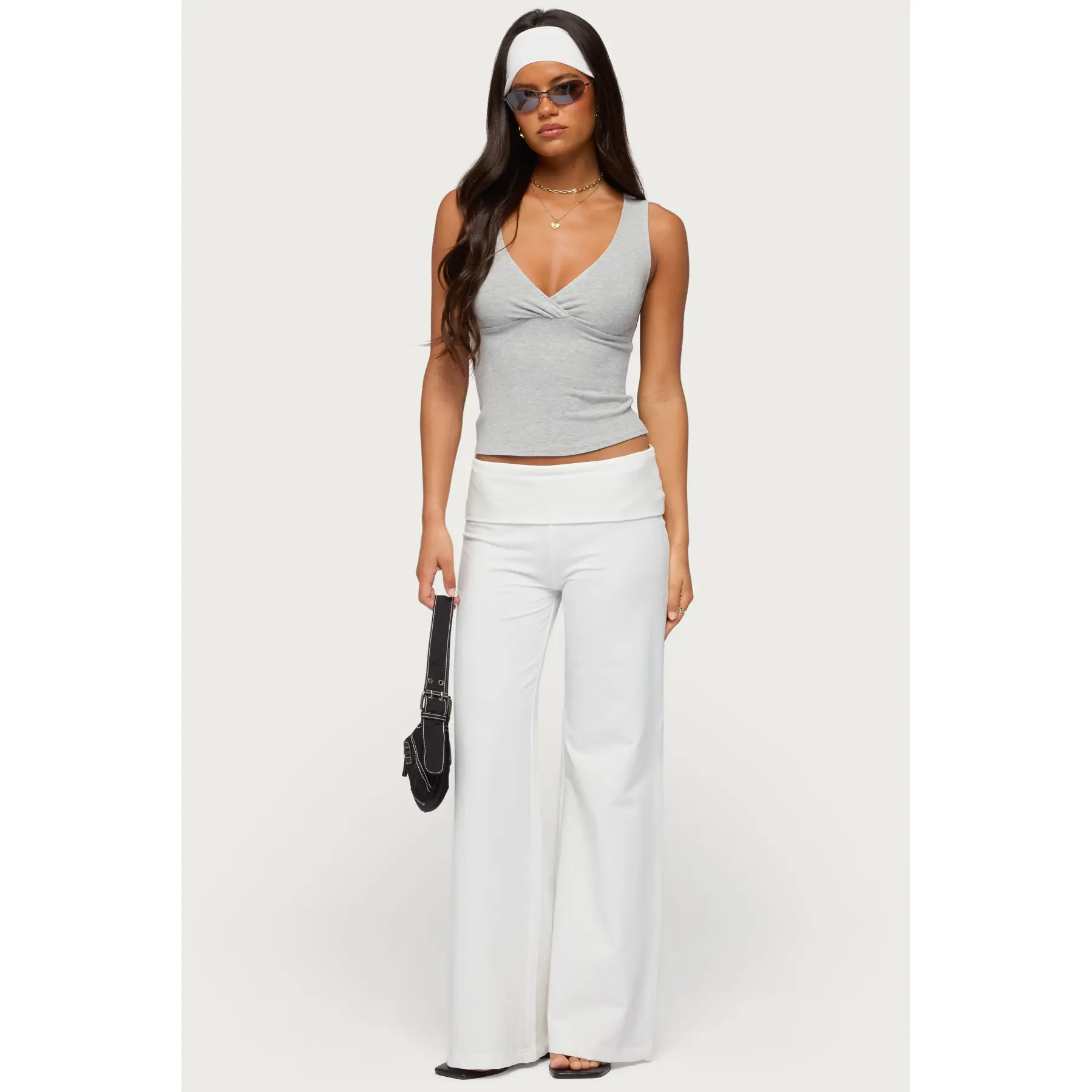 Wide Leg Foldover Pants