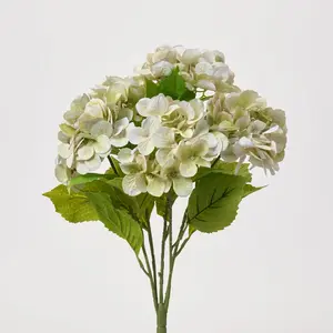 Cream & Green Watercolor Silk Garden Hydrangea Blooms Bush Bouquet - 21"