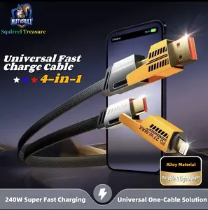 4-in-1 Universal Fast Charge Cable，Works with iPhone & Android，Charge even faster，martChip Inside – HyperCharge，ThermalSafe Charge – No Overcharge