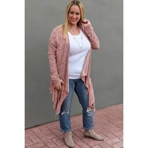 Draped Open Front Cardigan - Rust