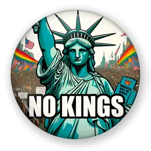 No Kings Graphic Pin Button, Retro Crown Symbol Pin Buttons - Fashion Accessories Pins, Gifts for Him & Her