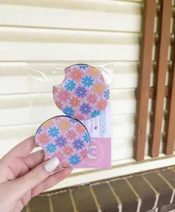 Floral Car Coaters, Machine Washable Coasters