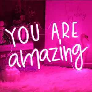 ROSNEK "You Are Amazing" Neon Sign - Soft Glow Flexible LED Tube Wall Hanging Light, USB-Powered, Eye-Gentle, Women's Encouragement Bedroom Decor, Ideal Birthday Gift