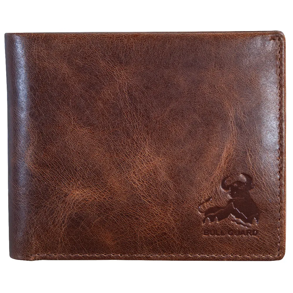 BULL GUARD Mens RFID Blocking Bifold Wallet Soft Genuine Leather Brown Western | Secure and Durable Extra Capacity Billfold-11 Credit Cards Flip Up ID