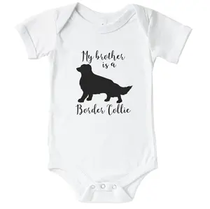 My Brother Is A Border Collie Cute Dog One Piece Baby Bodysuit - Border Collie One Piece Baby Bodysuit