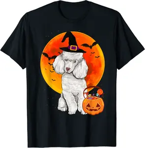 Dog Halloween Poodle Jack O Lantern Pumpkin T-Shirt - Judithca Shop 32B08FS84QCF
