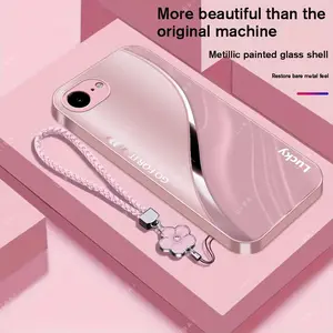 Suitable for [iPhone 16e]Brand new high-end phone case, comes with a four-leaf clover lanyard, simple and stylish, drop-resistant and fingerprint-proof YM99